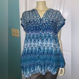 CG|CG button down cuffed short sleeve blouse, women’s size 1X, EUC